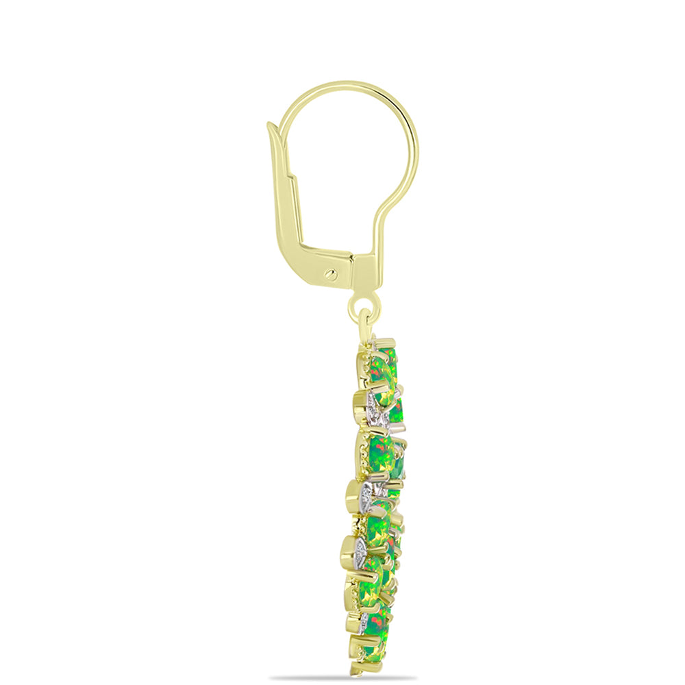 Cercei din Argint 925 Placat cu Aur ( 5.7 grame ) cu Opal Verde Etiopian Lega Dembi și Topaz Alb 3.05 Carate 2 