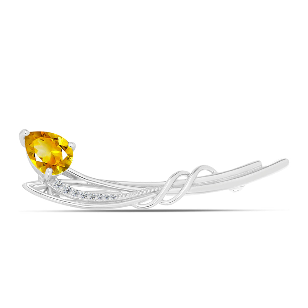 Broşă din Argint 925 ( 3.55 grame ) cu Citrin Ural și Topaz Alb 1.61 Carate
