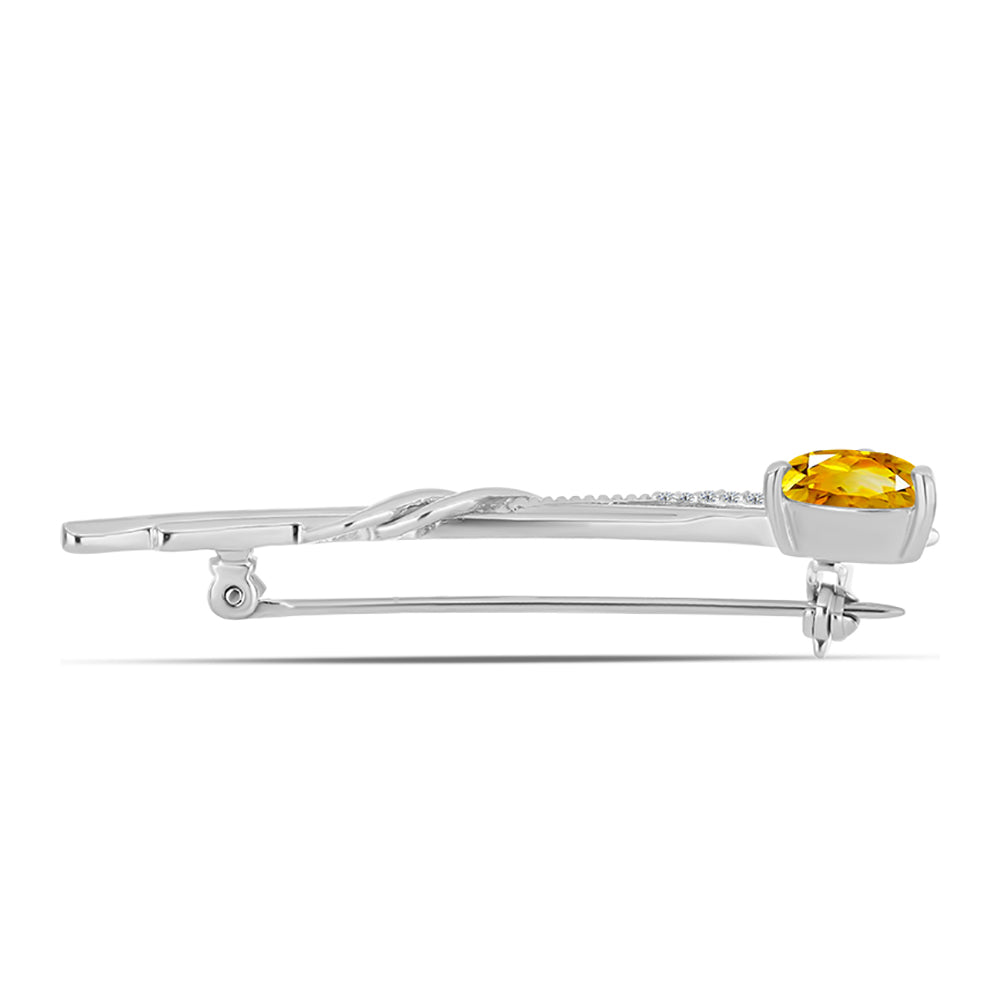 Broşă din Argint 925 ( 3.55 grame ) cu Citrin Ural și Topaz Alb 1.61 Carate