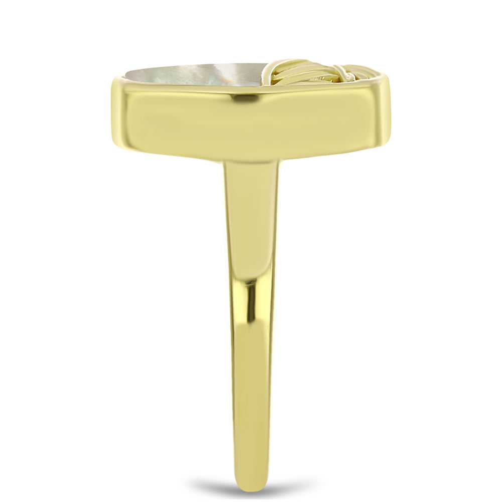 Inel din Argint 925 Placat cu Aur ( 4.31 grame ) cu Sidef 3.87 Carate 4 
