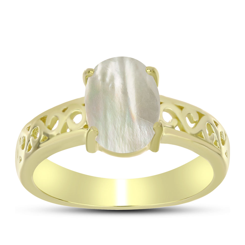 Inel din Argint 925 Placat cu Aur ( 2.93 grame ) cu Sidef 1.71 Carate 3 