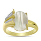 Inel din Argint 925 Placat cu Aur ( 4 grame ) cu Sidef și Topaz Alb 3.28 Carate