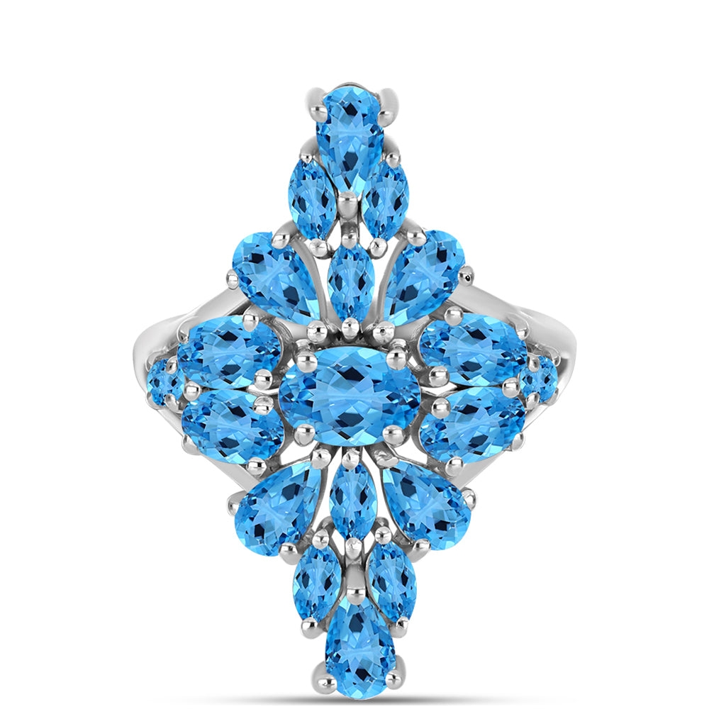 Inel din Argint 925 ( 3.69 grame ) cu Topaz Swiss Blue 3.83 Carate 1 