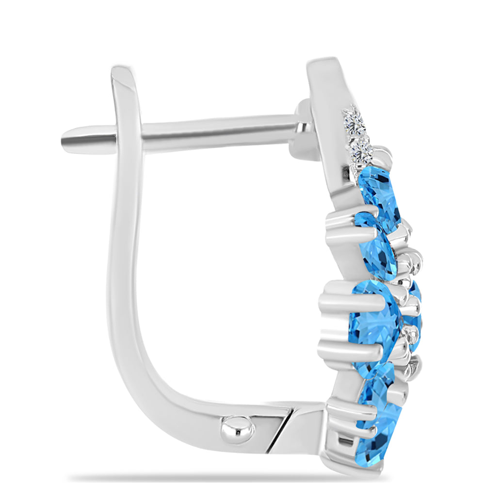 Cercei din Argint 925 ( 4.98 grame ) cu Topaz Swiss Blue și Topaz Alb 3.43 Carate