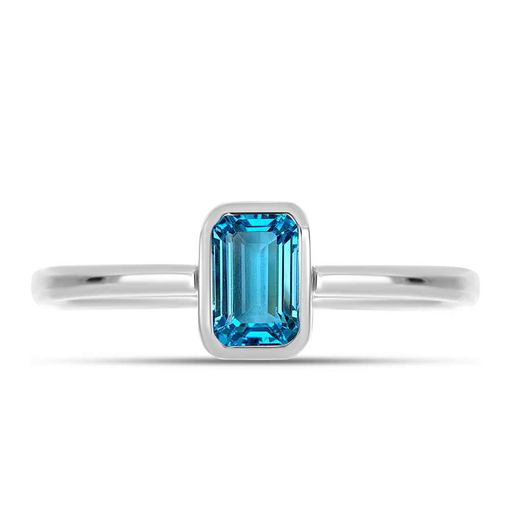 Inel din Argint 925 ( 1.91 grame ) cu Topaz Swiss Blue 0.7 Carate 1 