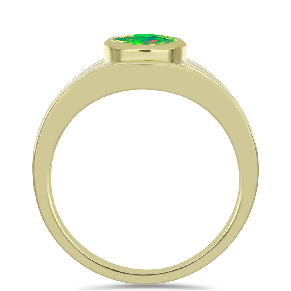 Inel din Argint 925 Placat cu Aur ( 3.33 grame ) cu Opal Verde Etiopian Lega Dembi 0.72 Carate