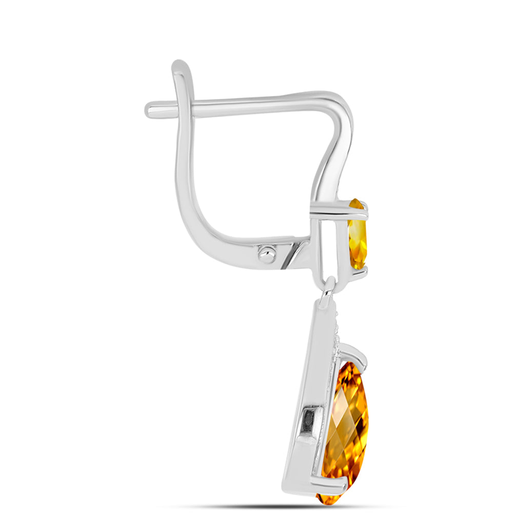 Cercei din Argint 925 ( 4.38 grame ) cu Citrin Ural și Topaz Alb 3.8 Carate 2 