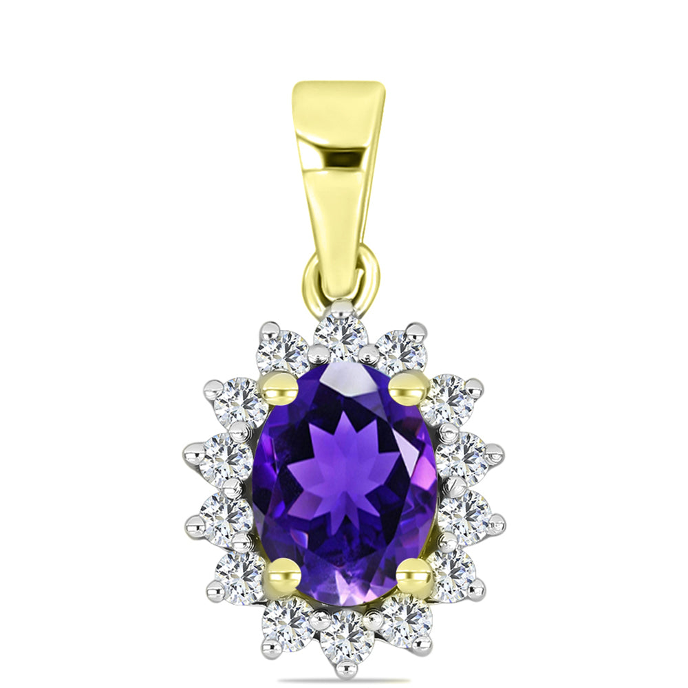 Pandantiv din Argint 925 Placat cu Aur ( 1.22 grame ) cu Ametist Marocan și Topaz Alb 1.59 Carate 1 