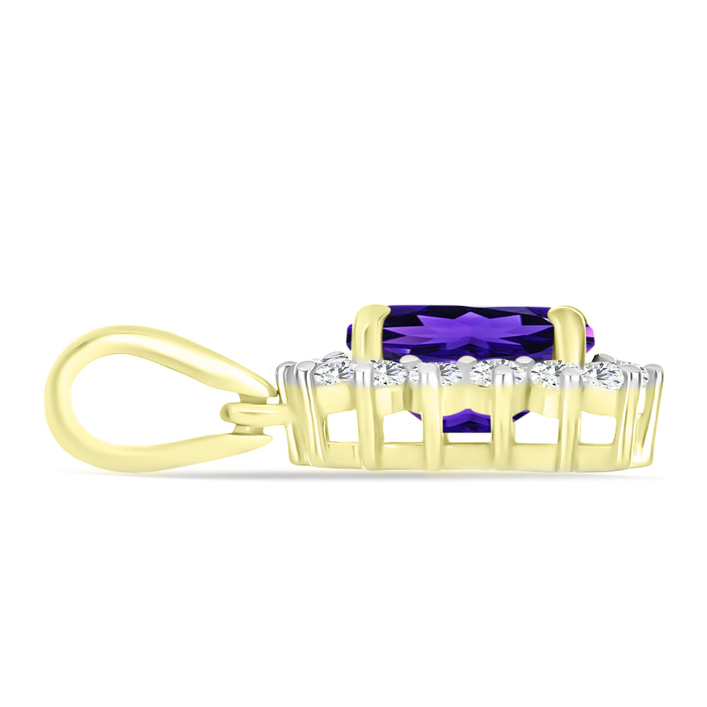 Pandantiv din Argint 925 Placat cu Aur ( 1.22 grame ) cu Ametist Marocan și Topaz Alb 1.59 Carate
