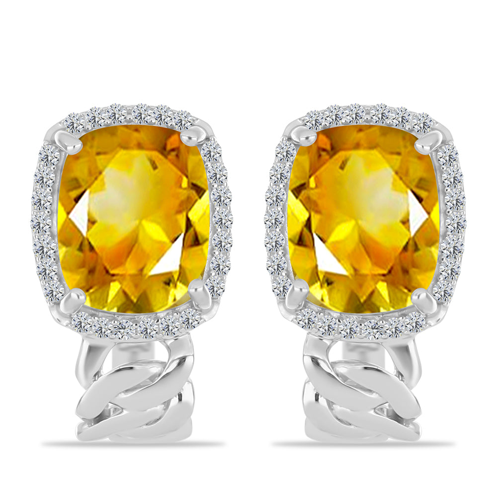 Cercei din Argint 925 ( 4.16 grame ) cu Citrin Ural și Topaz Alb 5.46 Carate