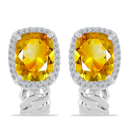 Cercei din Argint 925 ( 4.16 grame ) cu Citrin Ural și Topaz Alb 5.46 Carate