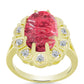 Inel din Argint 925 Placat cu Aur ( 4.27 grame ) cu Thulit și Topaz Alb 7.17 Carate