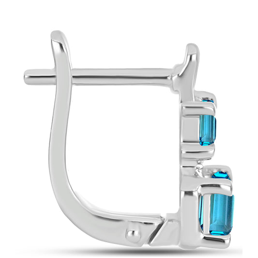 Cercei din Argint 925 ( 3.52 grame ) cu Topaz Swiss Blue și Topaz Alb 2.01 Carate