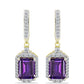 Cercei din Argint 925 Placat cu Aur ( 3.89 grame ) cu Ametist Marocan și Topaz Alb 5.56 Carate