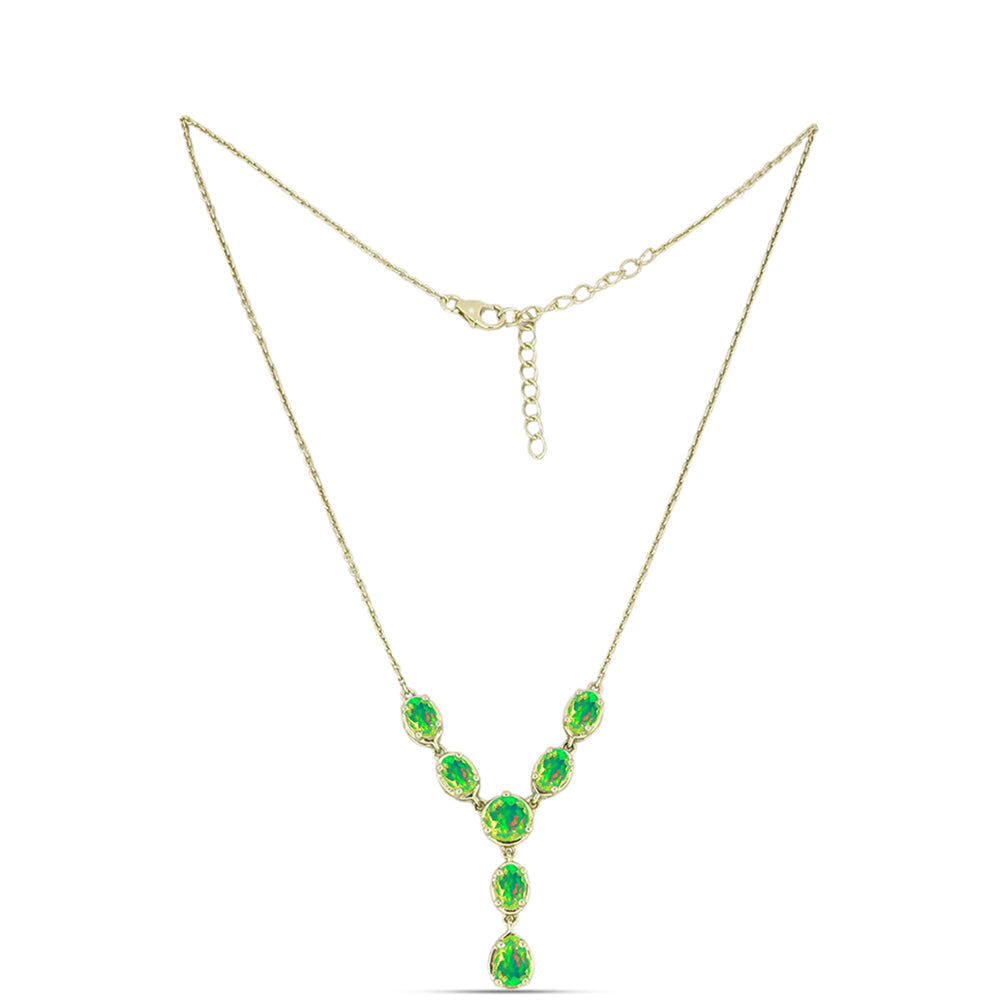Colier din Argint 925 Placat cu Aur ( 5.56 grame ) cu Opal Verde Etiopian Lega Dembi 2.34 Carate 1 
