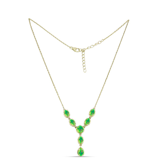 Colier din Argint 925 Placat cu Aur ( 5.56 grame ) cu Opal Verde Etiopian Lega Dembi 2.34 Carate