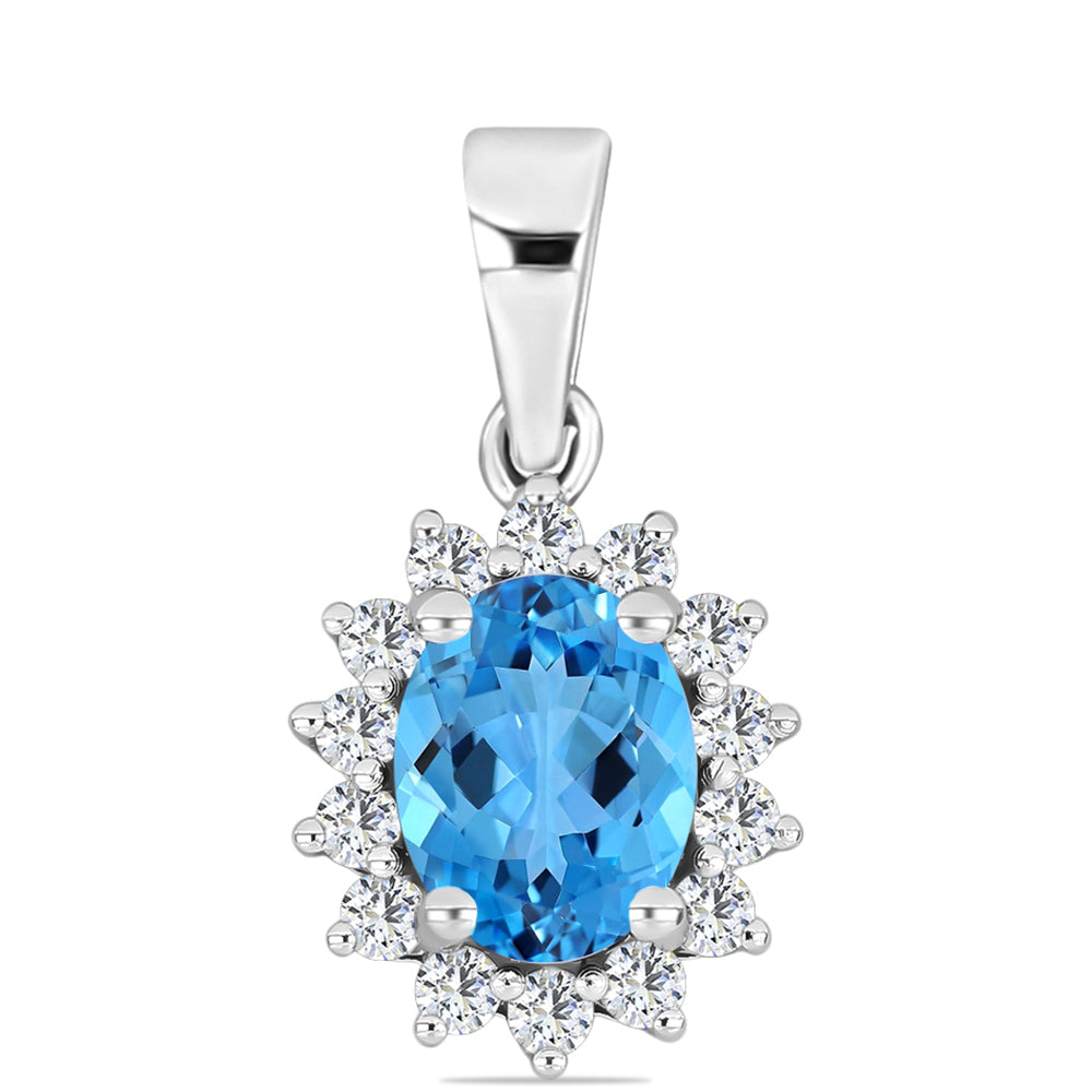 Pandantiv din Argint 925 ( 1.17 grame ) cu Topaz Swiss Blue și Topaz Alb 1.81 Carate 1 
