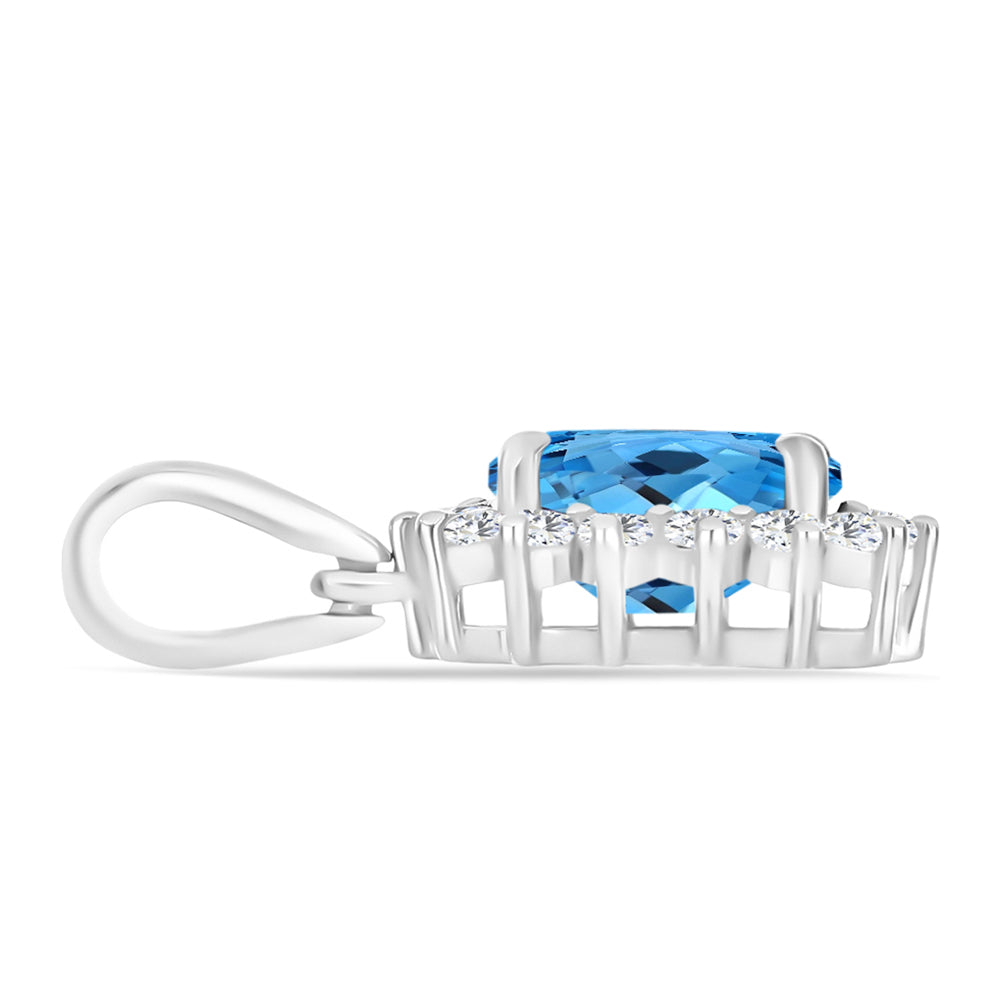 Pandantiv din Argint 925 ( 1.17 grame ) cu Topaz Swiss Blue și Topaz Alb 1.81 Carate