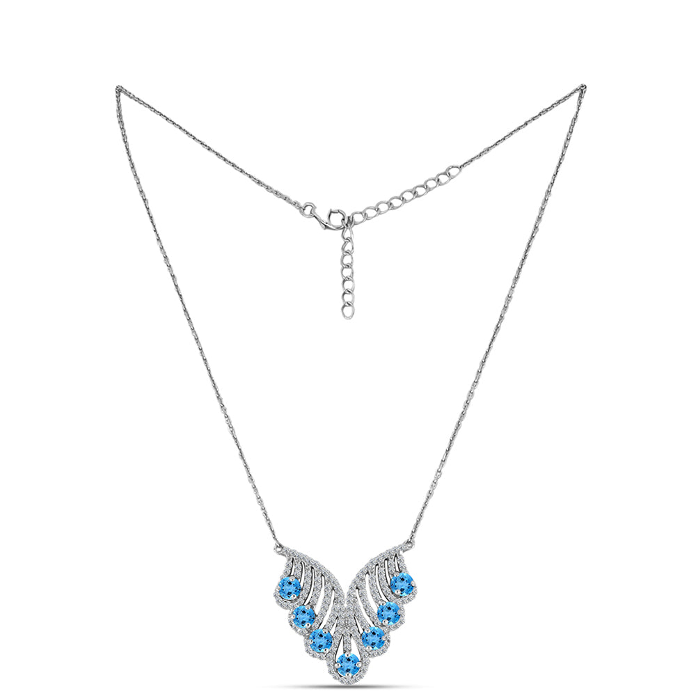 Colier din Argint 925 ( 7.47 grame ) cu Topaz Swiss Blue și Topaz Alb 3.36 Carate 1 