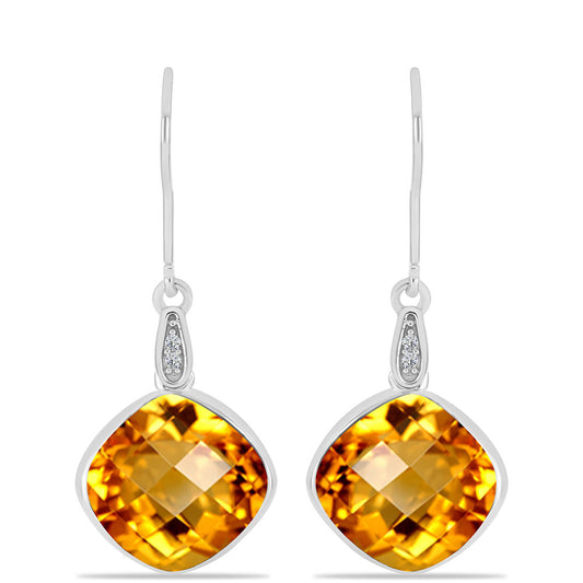 Cercei din Argint 925 ( 1.76 grame ) cu Citrin Ural și Topaz Alb 9.4 Carate