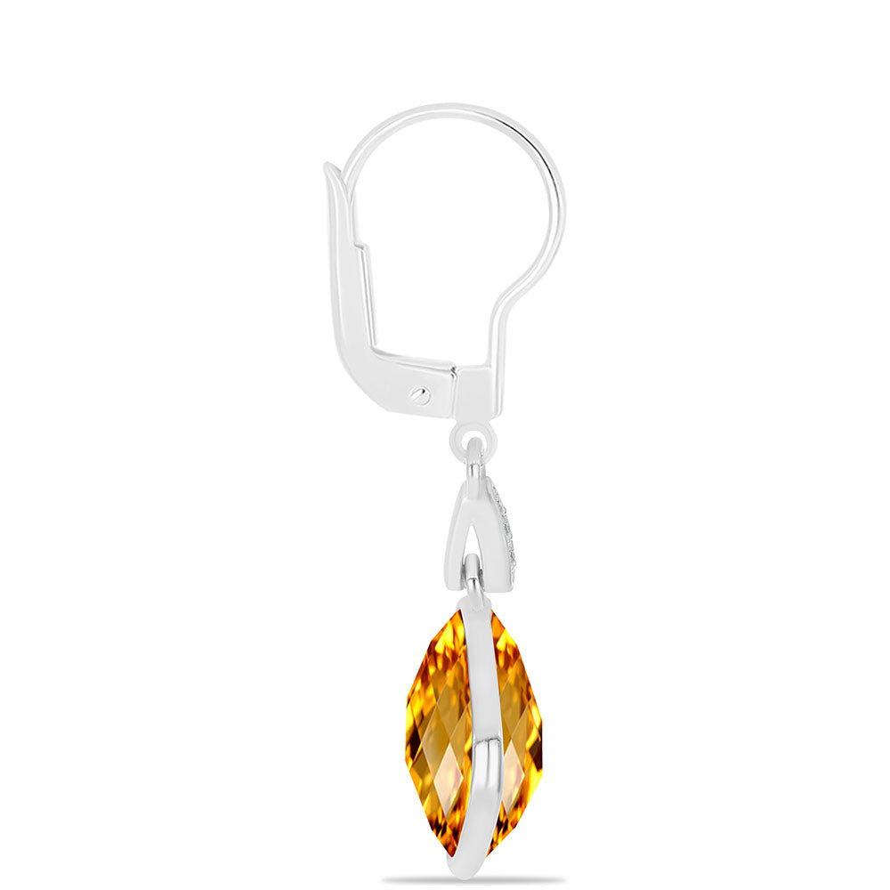 Cercei din Argint 925 ( 1.76 grame ) cu Citrin Ural și Topaz Alb 9.4 Carate