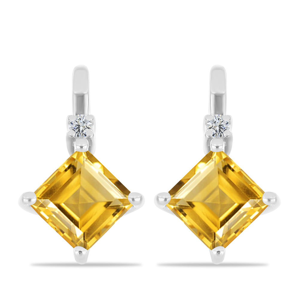 Cercei din Argint 925 ( 2.59 grame ) cu Citrin Ural și Topaz Alb 2.17 Carate