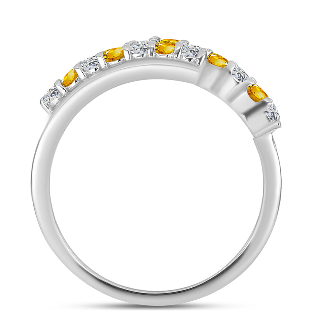 Inel din Argint 925 ( 2.4 grame ) cu Citrin Ural și Topaz Alb 0.44 Carate