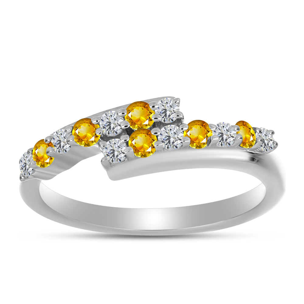 Inel din Argint 925 ( 2.4 grame ) cu Citrin Ural și Topaz Alb 0.44 Carate