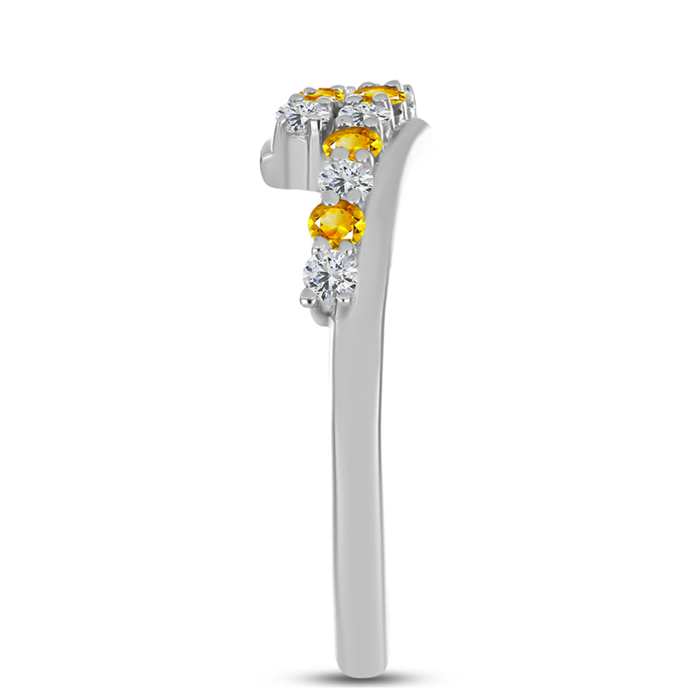Inel din Argint 925 ( 2.4 grame ) cu Citrin Ural și Topaz Alb 0.44 Carate 4 