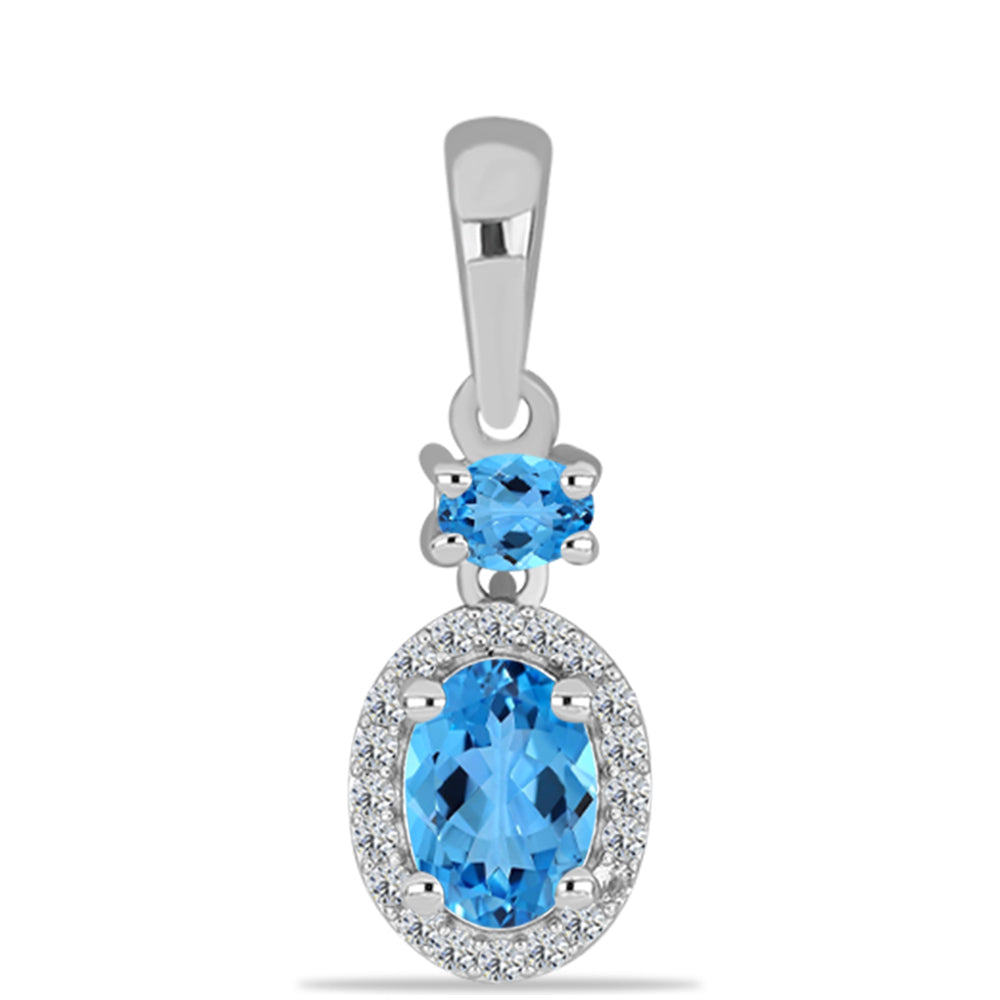 Pandantiv din Argint 925 ( 1.3 grame ) cu Topaz Swiss Blue și Topaz Alb 1.28 Carate 1 