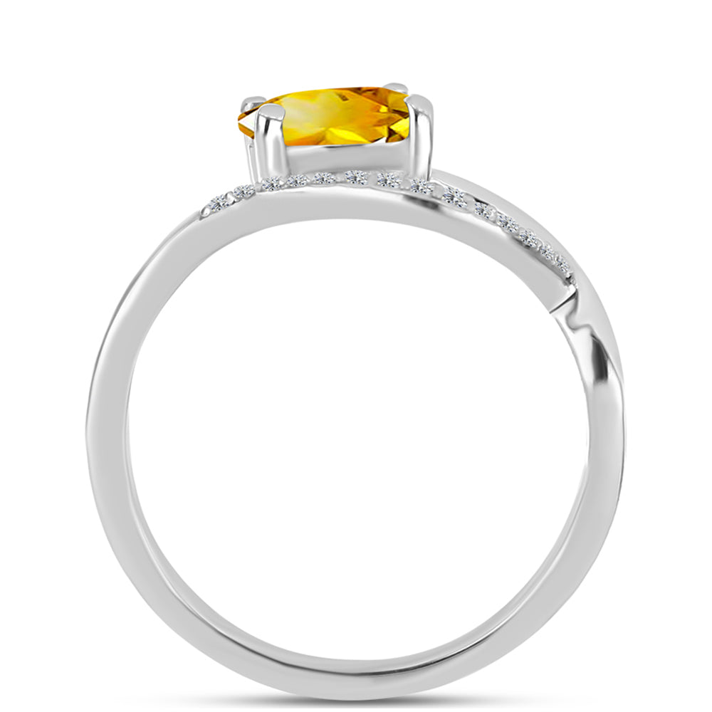 Inel din Argint 925 ( 2.07 grame ) cu Citrin Ural și Topaz Alb 0.69 Carate 2 