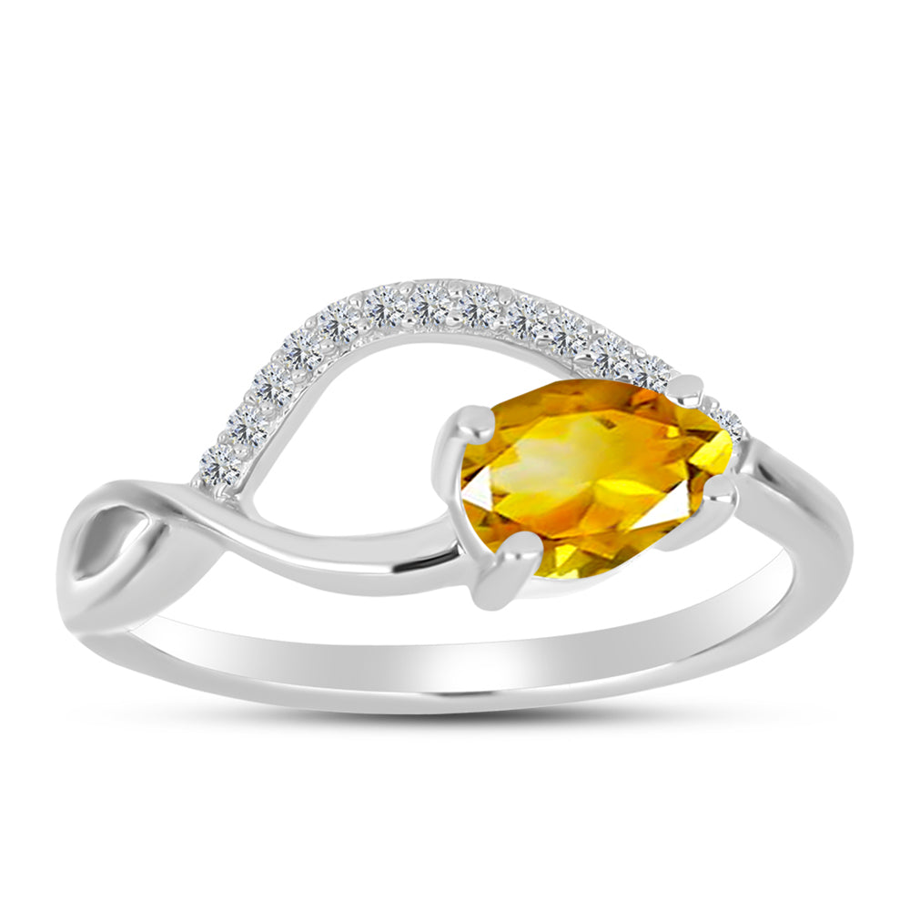 Inel din Argint 925 ( 2.07 grame ) cu Citrin Ural și Topaz Alb 0.69 Carate 3 