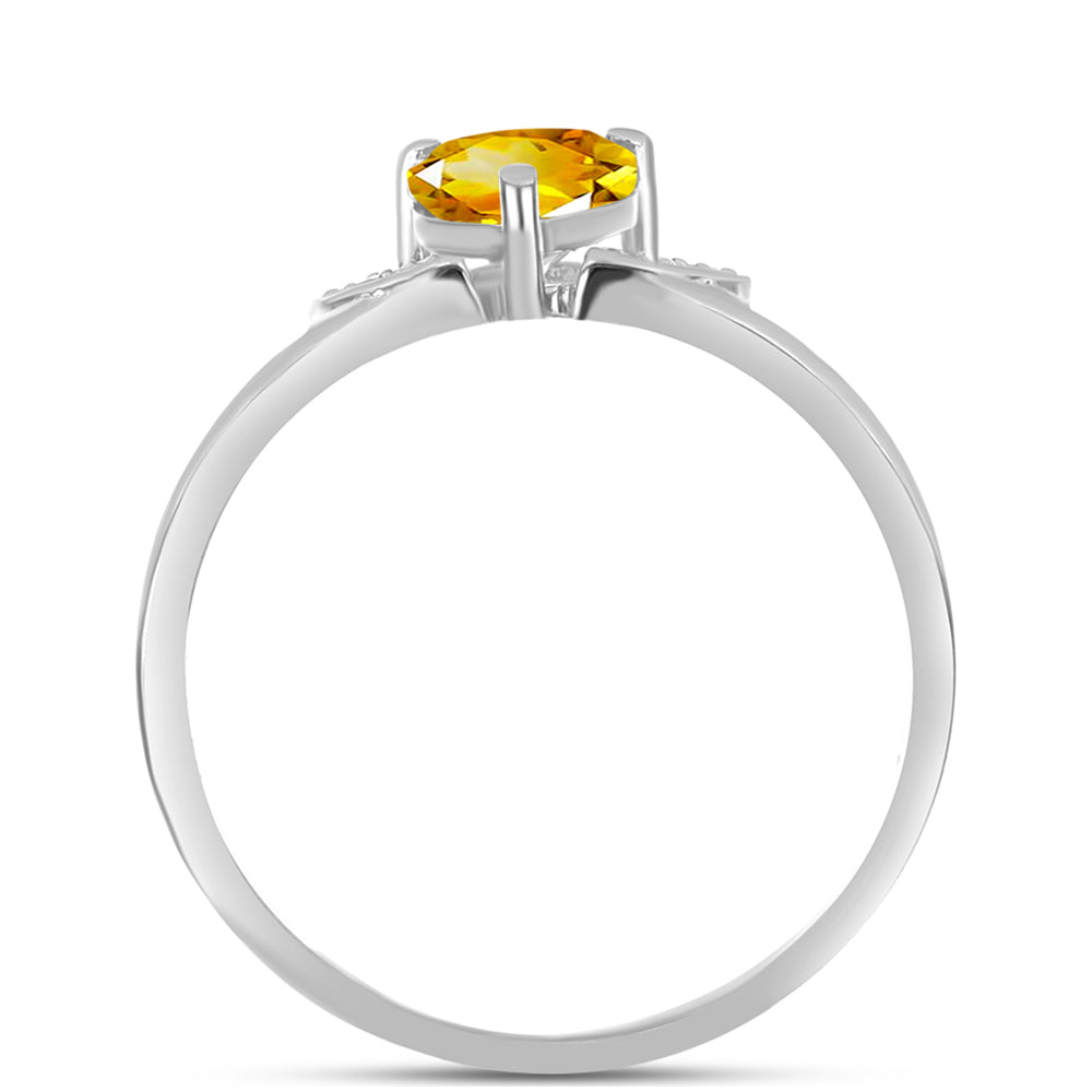 Inel din Argint 925 ( 1.9 grame ) cu Citrin Ural și Topaz Alb 1 Carate 2 