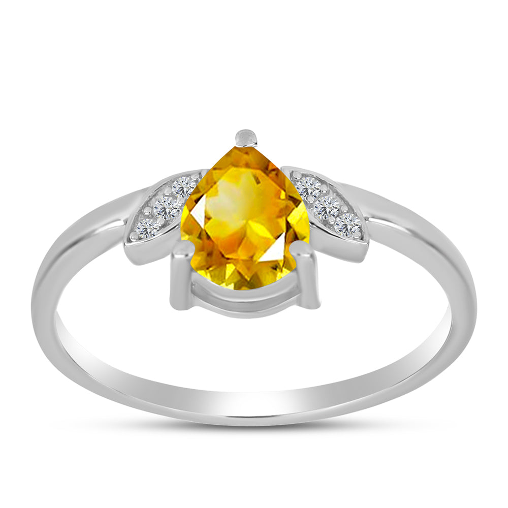 Inel din Argint 925 ( 1.9 grame ) cu Citrin Ural și Topaz Alb 1 Carate