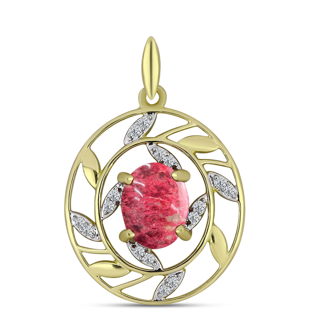 Pandantiv din Argint 925 Placat cu Aur ( 1.65 grame ) cu Thulit și Topaz Alb 2.48 Carate