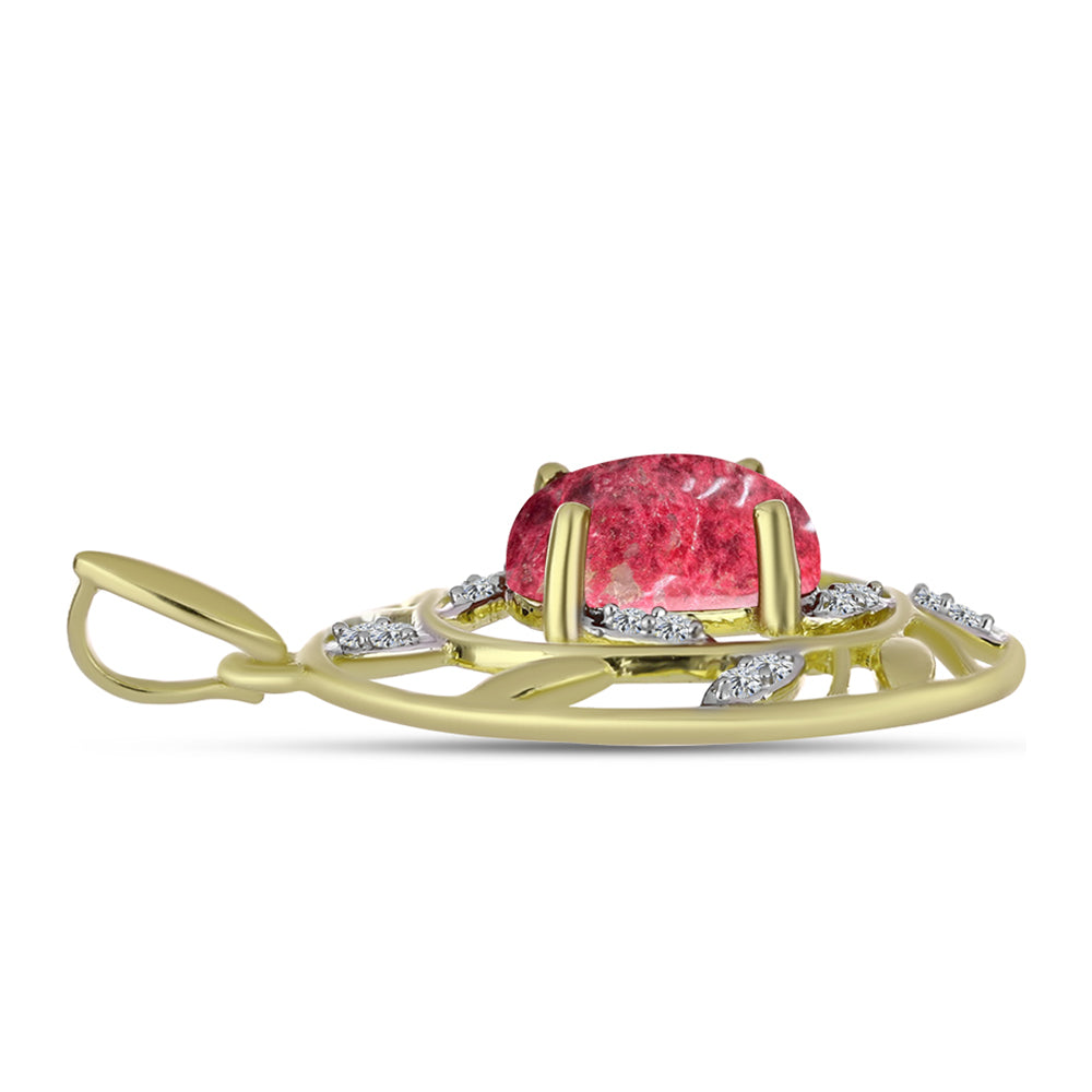 Pandantiv din Argint 925 Placat cu Aur ( 1.65 grame ) cu Thulit și Topaz Alb 2.48 Carate