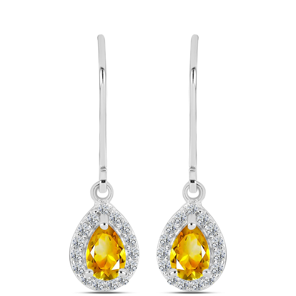 Cercei din Argint 925 ( 2.08 grame ) cu Citrin Ural și Topaz Alb 1.04 Carate