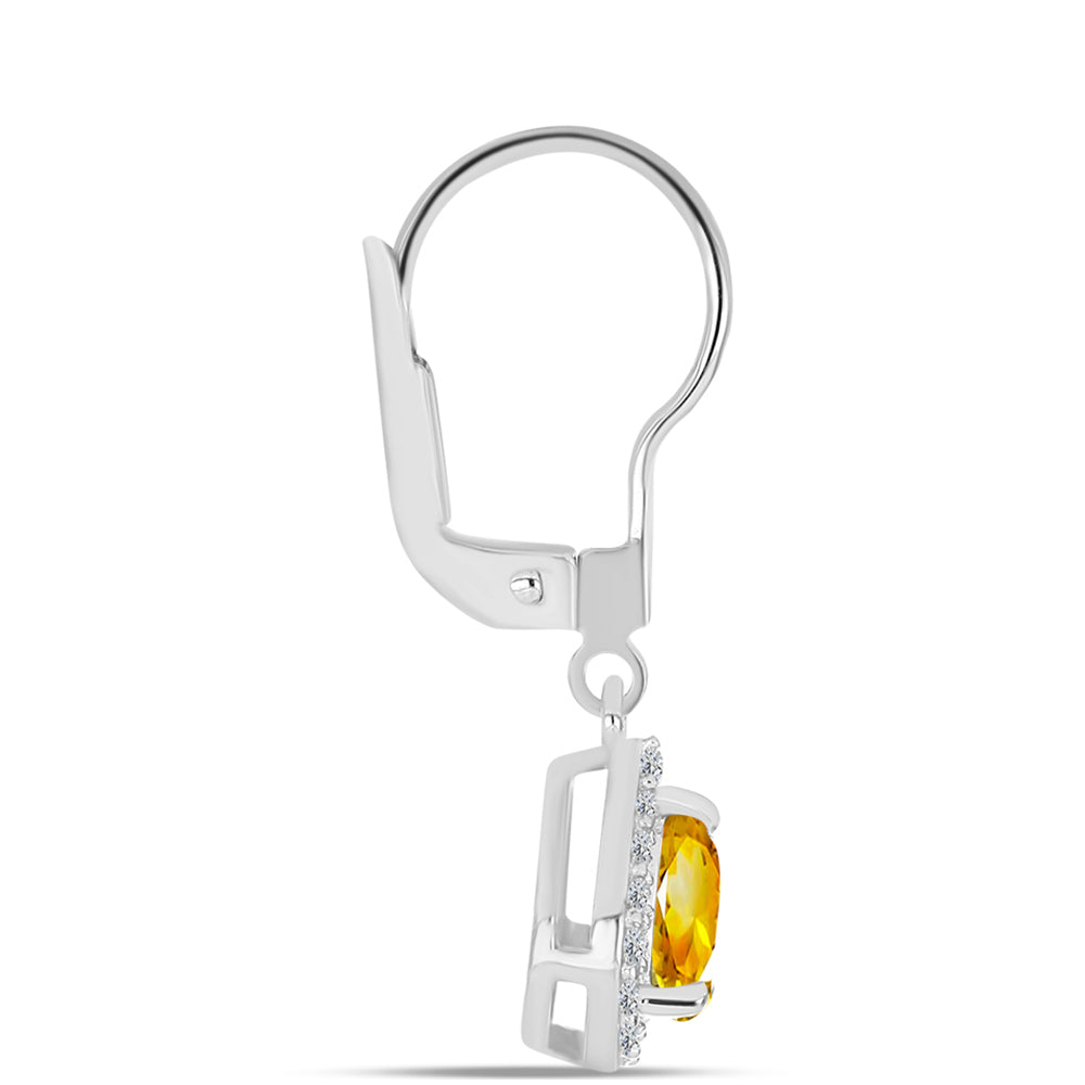 Cercei din Argint 925 ( 2.08 grame ) cu Citrin Ural și Topaz Alb 1.04 Carate 2 