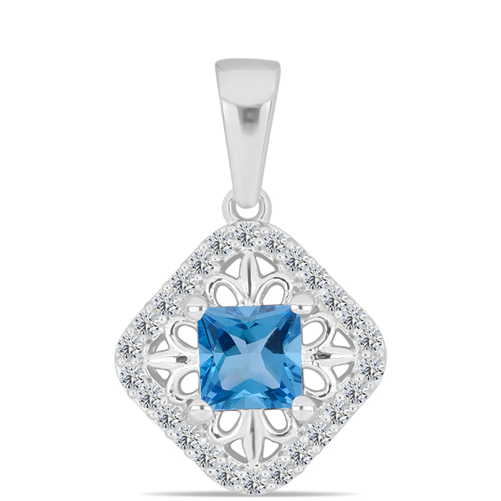 Pandantiv din Argint 925 ( 1.49 grame ) cu Topaz Swiss Blue și Topaz Alb 1 Carate 1 