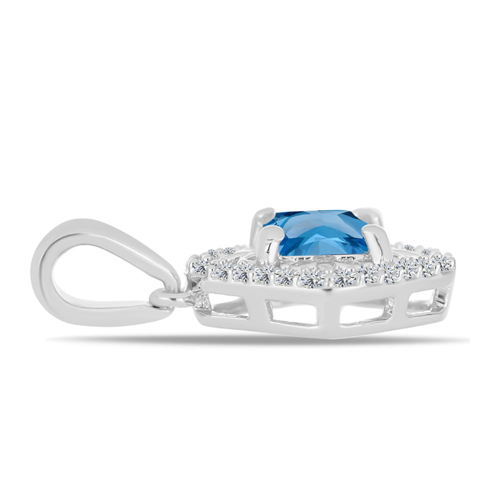 Pandantiv din Argint 925 ( 1.49 grame ) cu Topaz Swiss Blue și Topaz Alb 1 Carate 2 
