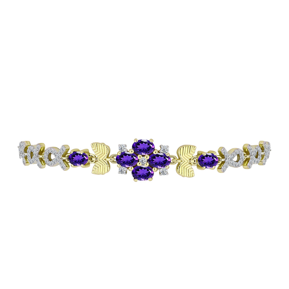 Brățară din Argint 925 Placat cu Aur ( 8.35 grame ) cu Ametist Marocan și Topaz Alb 3.52 Carate