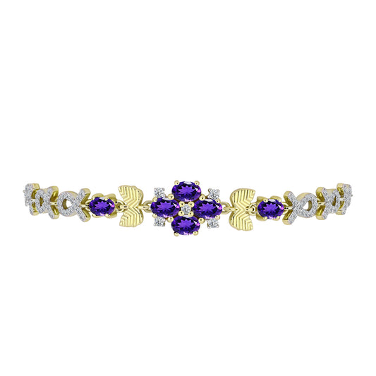 Brățară din Argint 925 Placat cu Aur ( 8.35 grame ) cu Ametist Marocan și Topaz Alb 3.52 Carate