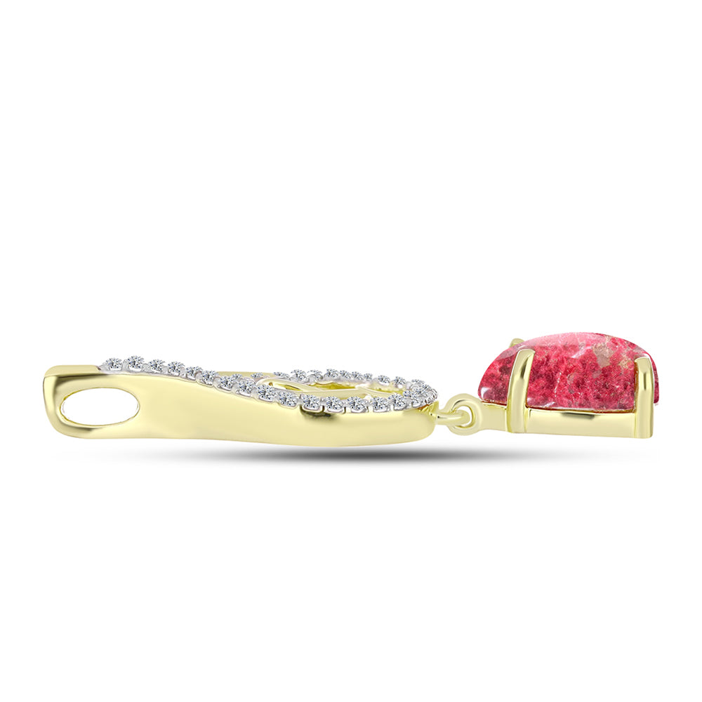 Pandantiv din Argint 925 Placat cu Aur ( 2.15 grame ) cu Thulit și Topaz Alb 2.51 Carate 2 
