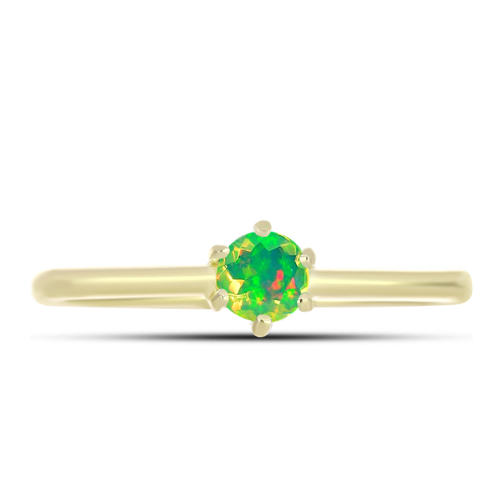 Inel din Argint 925 Placat cu Aur ( 1.48 grame ) cu Opal Verde Etiopian Lega Dembi 0.15 Carate 1 