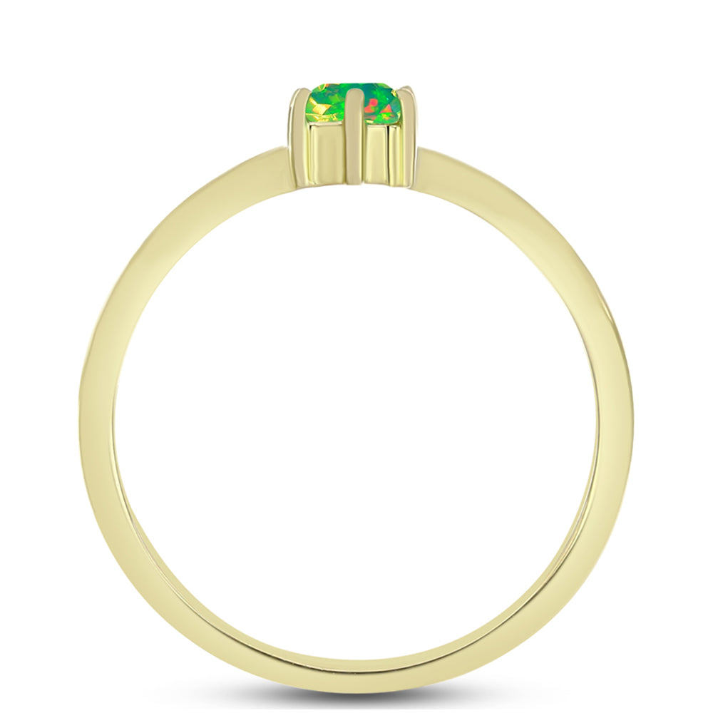 Inel din Argint 925 Placat cu Aur ( 1.48 grame ) cu Opal Verde Etiopian Lega Dembi 0.15 Carate