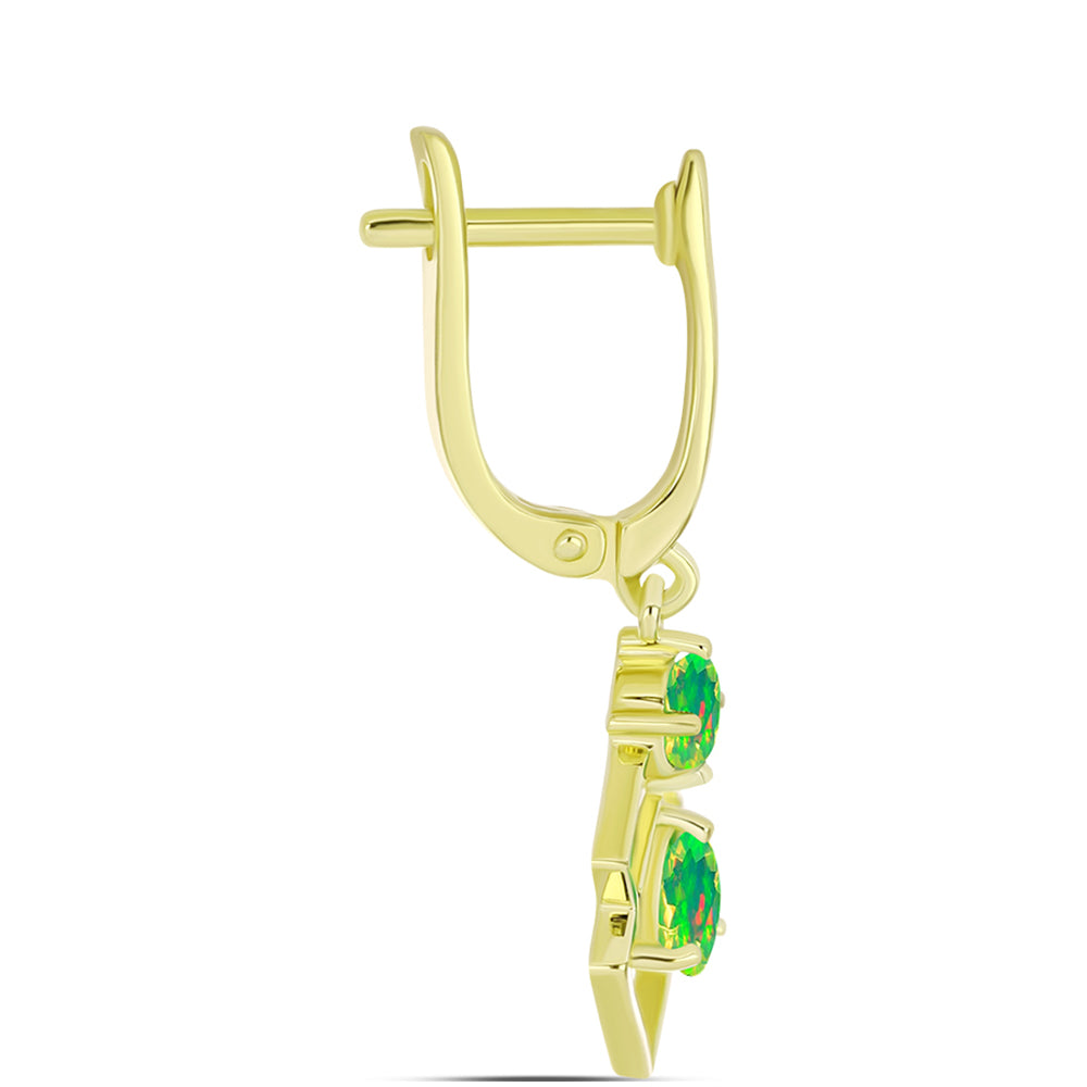 Cercei din Argint 925 Placat cu Aur ( 3.51 grame ) cu Opal Verde Etiopian Lega Dembi 0.87 Carate