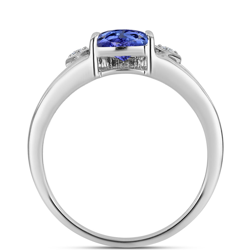 Inel din Argint 925 ( 2.95 grame ) cu Tanzanit AAA și Topaz Alb 0.74 Carate 2 