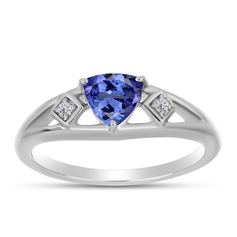 Inel din Argint 925 ( 2.95 grame ) cu Tanzanit AAA și Topaz Alb 0.74 Carate 3 