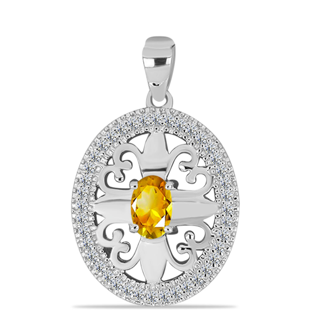 Pandantiv din Argint 925 ( 2.49 grame ) cu Citrin Ural și Topaz Alb 0.72 Carate