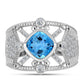 Inel din Argint 925 ( 6.79 grame ) cu Topaz Swiss Blue și Topaz Alb 2.51 Carate